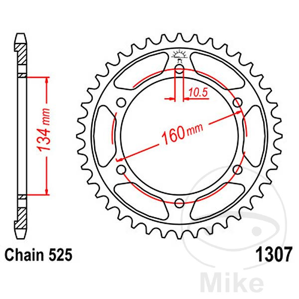 corona plato transmisión 44t p-525 ø134 mm ø160 mm