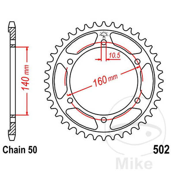 corona plato transmisión 42t p-530 ø140 mm ø160 mm