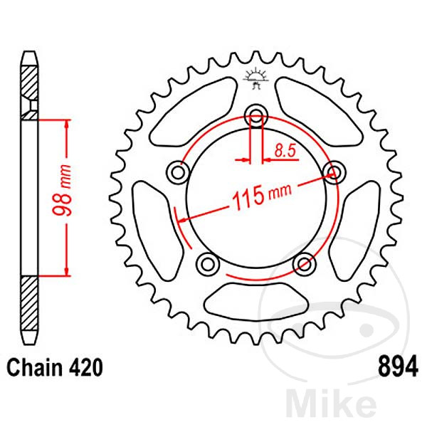 corona plato transmisión 48t p-420 ø098 mm ø115 mm