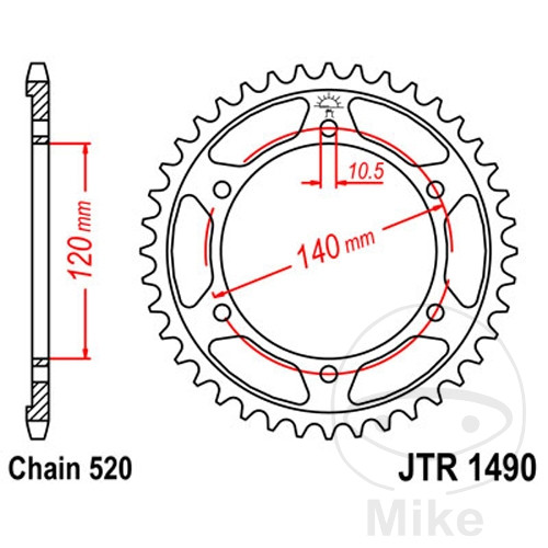 corona plato transmisión 40t p-520 ø120 mm ø140 mm