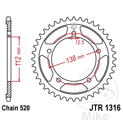 corona plato transmisión 38t p-520 ø112 mm ø138 mm