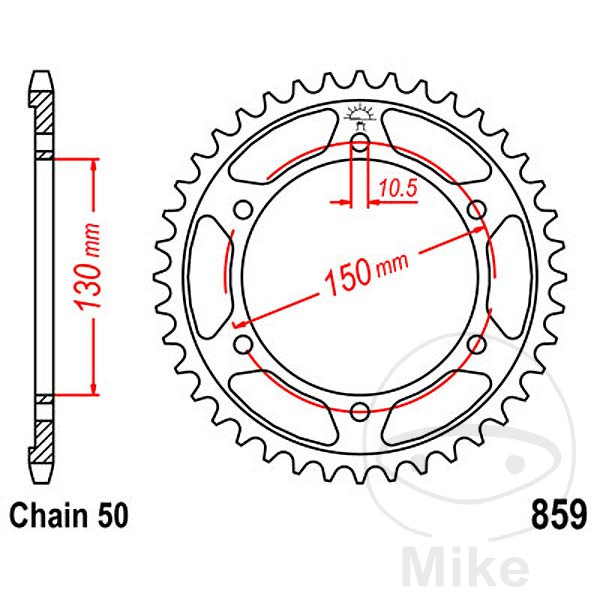 corona plato transmisión 43t p-530 ø130 mm ø150 mm