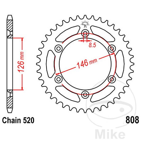 corona plato transmisión 39t p-520 ø126 mm ø146 mm