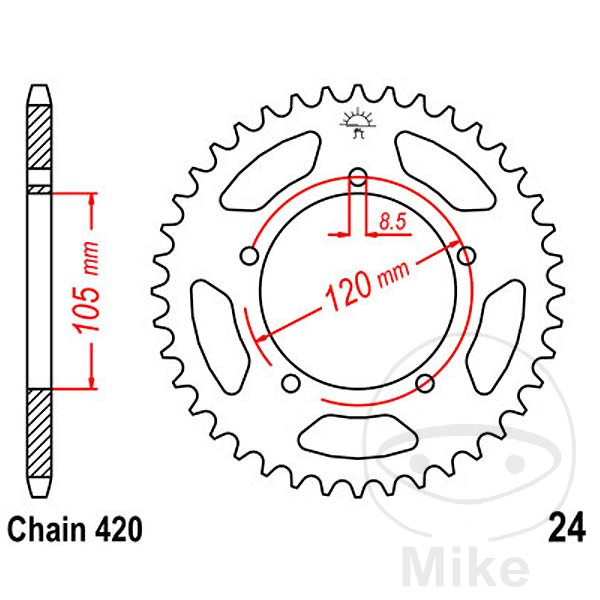 corona plato transmisión 51t p-420 ø105 mm ø120 mm