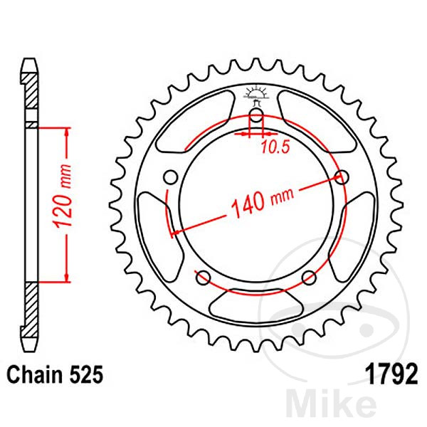 corona plato transmisión 48t p-525 ø120 mm ø140 mm