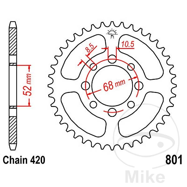 corona plato transmisión 33t p-420 ø52 mm ø68 mm
