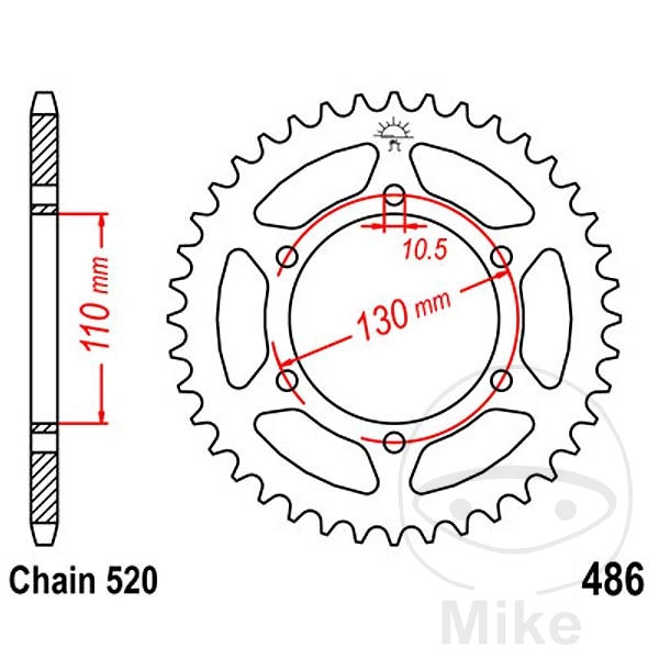 corona plato transmisión 41t p-520 ø110 mm ø130 mm