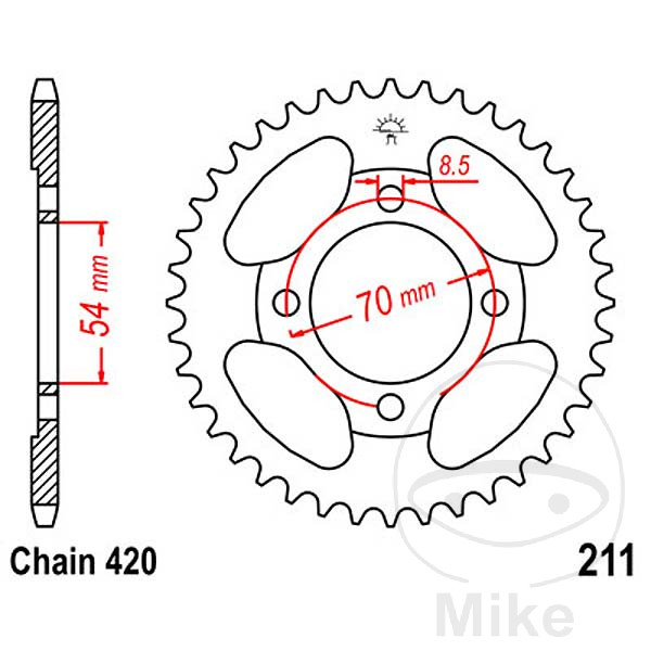 corona plato transmisión 36t p-420 ø54 mm ø70 mm