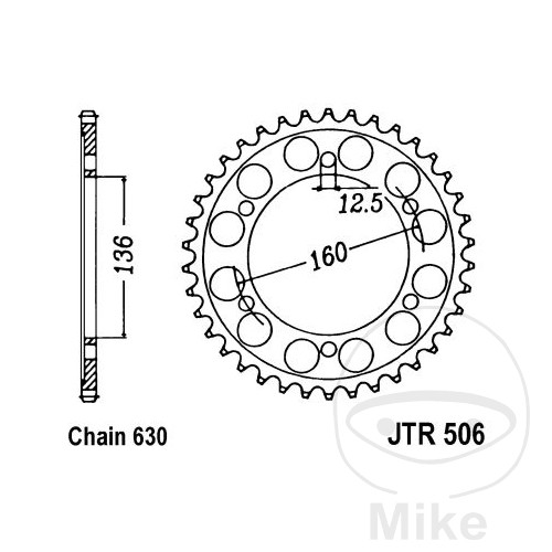 corona plato transmisión 40t p-630 ø136 mm ø160 mm