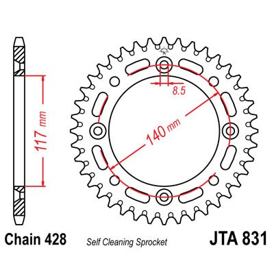 corona plato transmision trasero aluminio jt 831