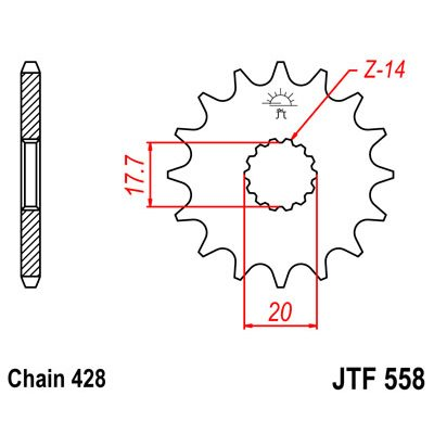 piñón de ataque delantero jt sprockets en aleación de acero smc420 para motocicletas - paso de cadena 428/520