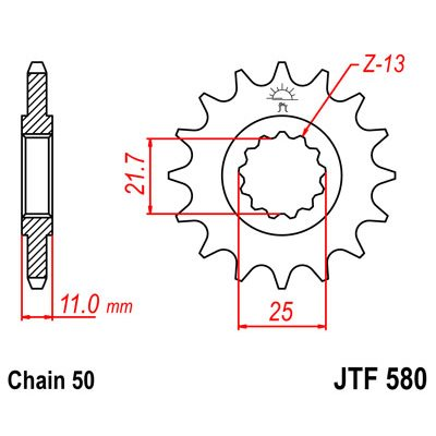 piñón ataque transmisión delantero jt sprockets 520/580 de aleación de acero smc420