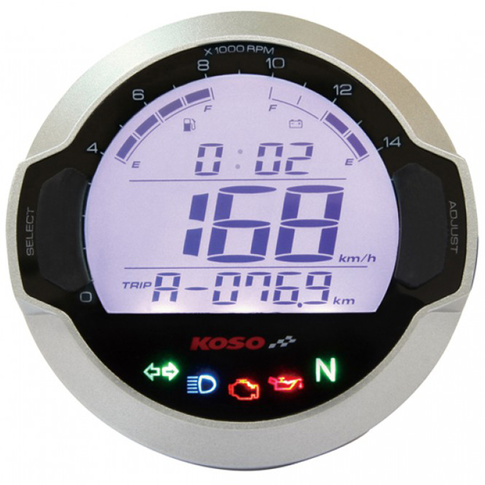 marcador universal circular koso d64 dl-03s plata bb642w10 - velocímetro, cuenta rpm e indicadores luminosos