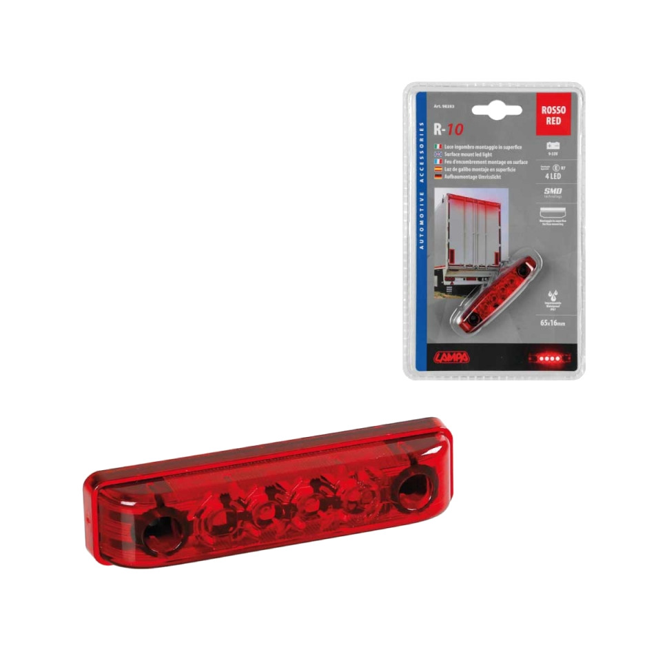 luz de galibo impermeable homologada 4 led 24v - tamaño ab6 (5x2500 mcd)