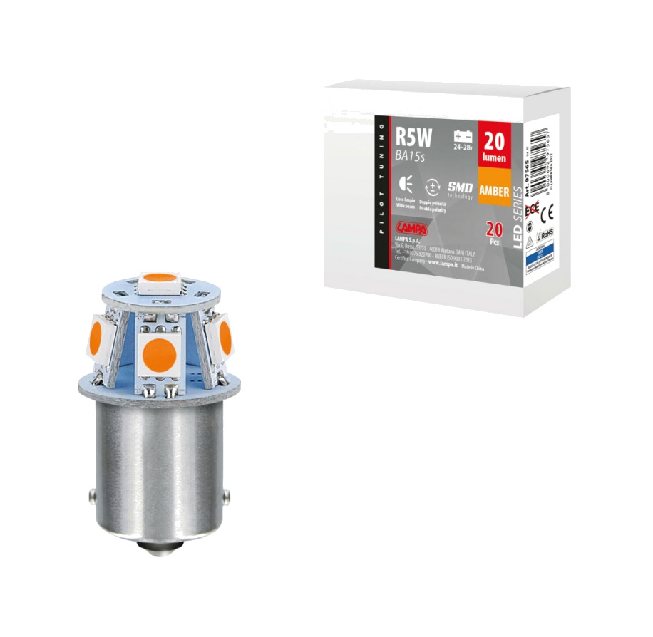 lampara led doble polaridad series-6 smdx1chip-(r5w)-ba15s naranja-24/28v