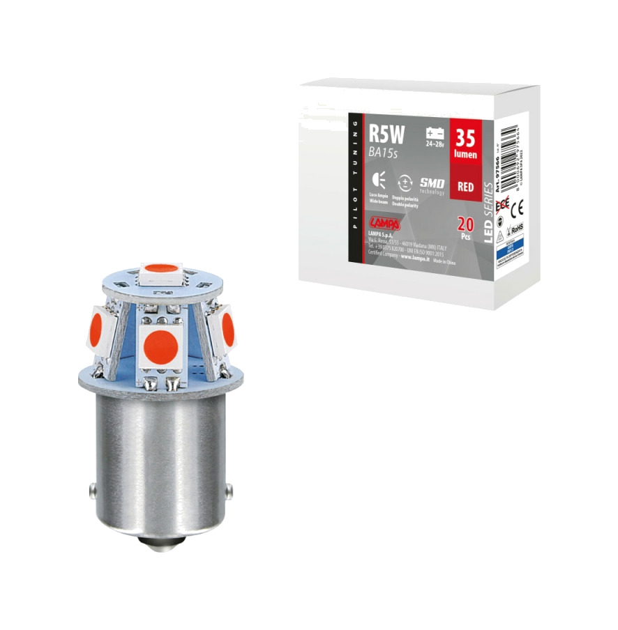 lampara led doble polaridad series-6 smdx1chip-(r5w)-ba15s rojo-24/28v