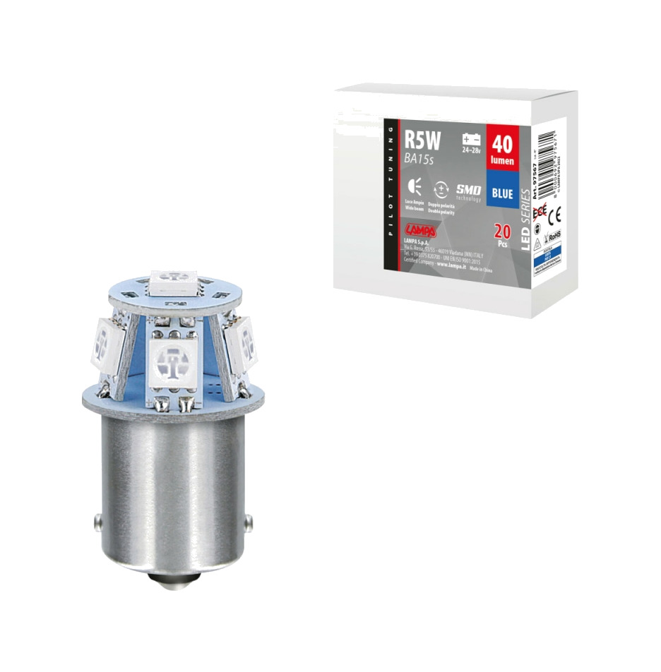 lampara led doble polaridad series-6 smdx1chip-(r5w)-ba15s azul-24/28v