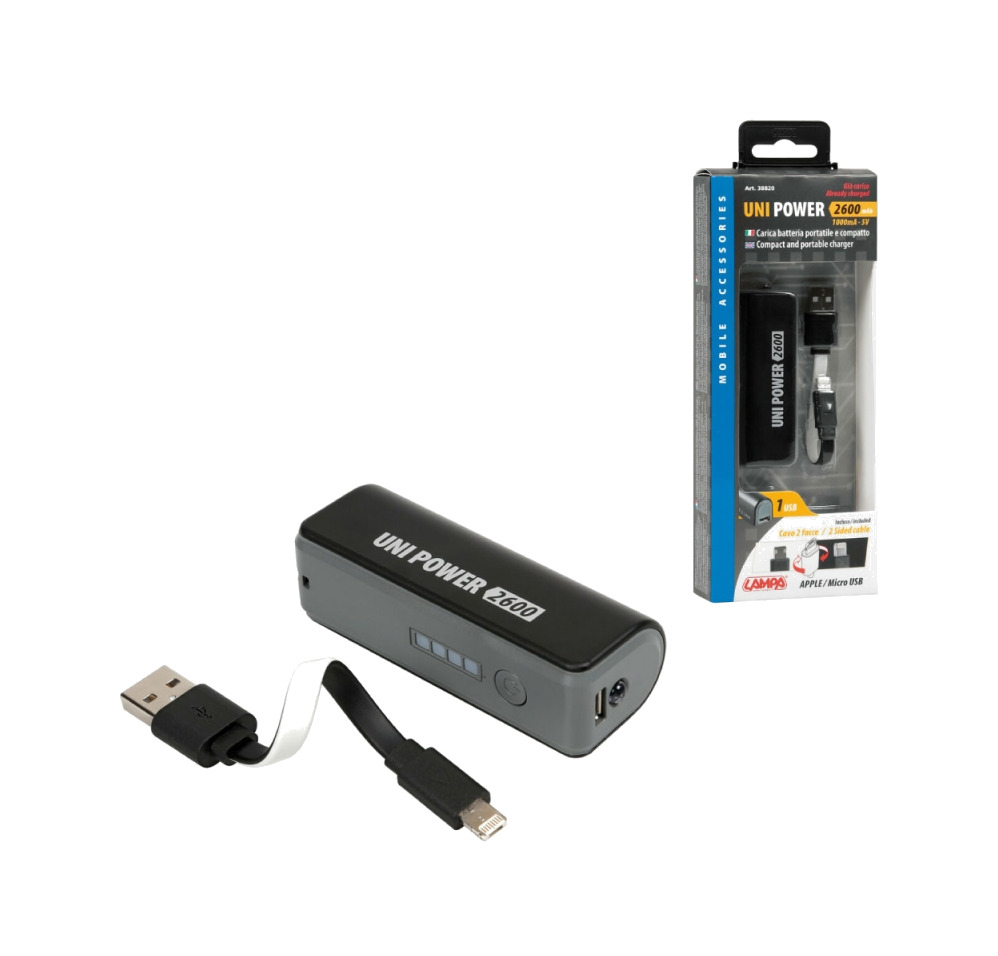 fuente de alimentación de bolsillo con cable universal 2600 ma apple/micro usb