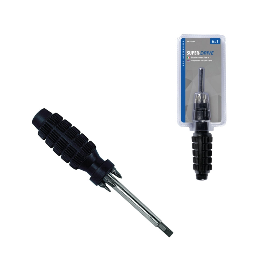 destornillador universal con puntas intercambiables de acero 6 puntas