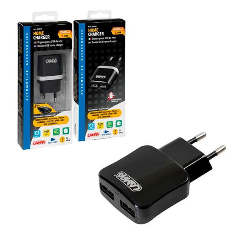 cargador doble usb para coche y casa - 2100 ma