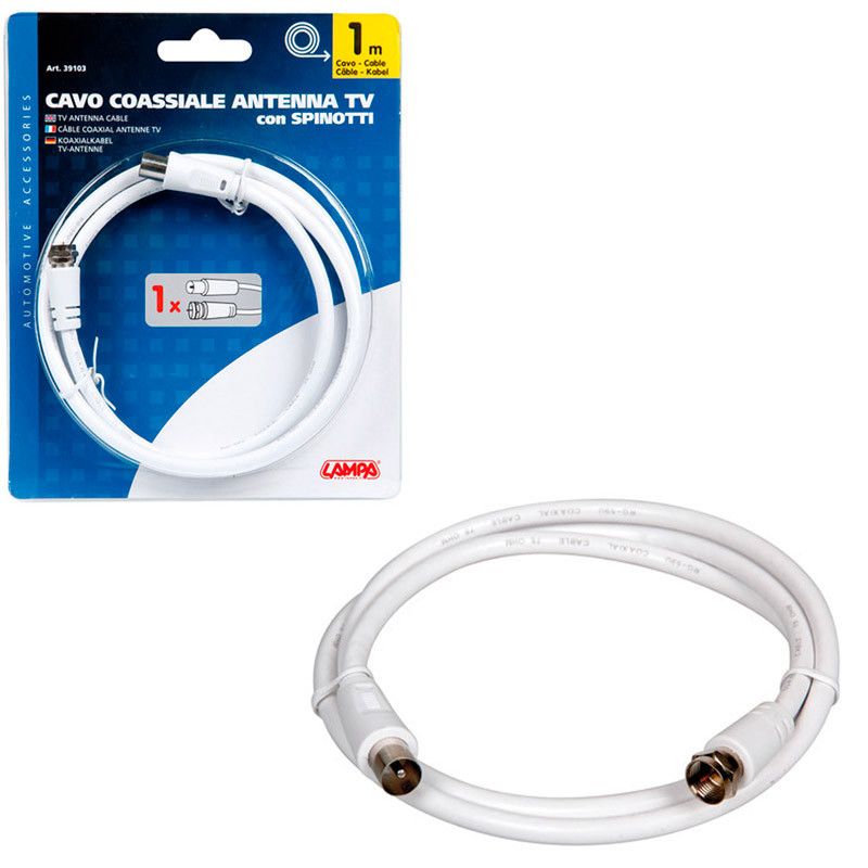 cable coaxial para antena tv globo 1m con conectores tv/sat lampa