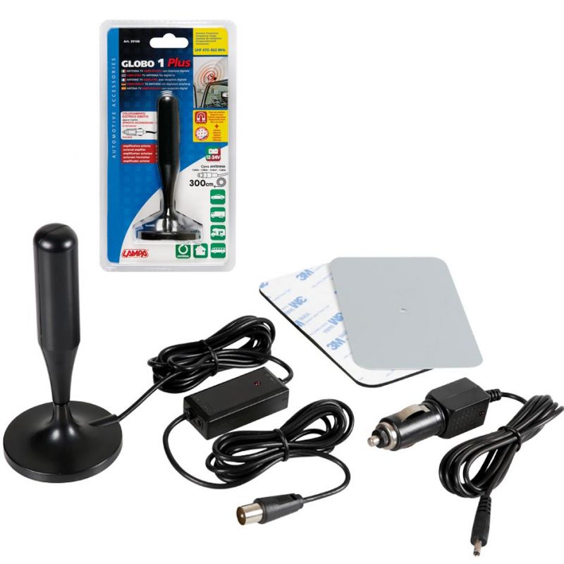 antena tv digital globe-1 plus con amplificador externo y doble aplicación
