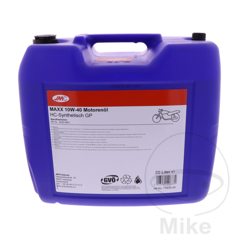 aceite de motor sintético para moto maxx 10w-40 gp 20l