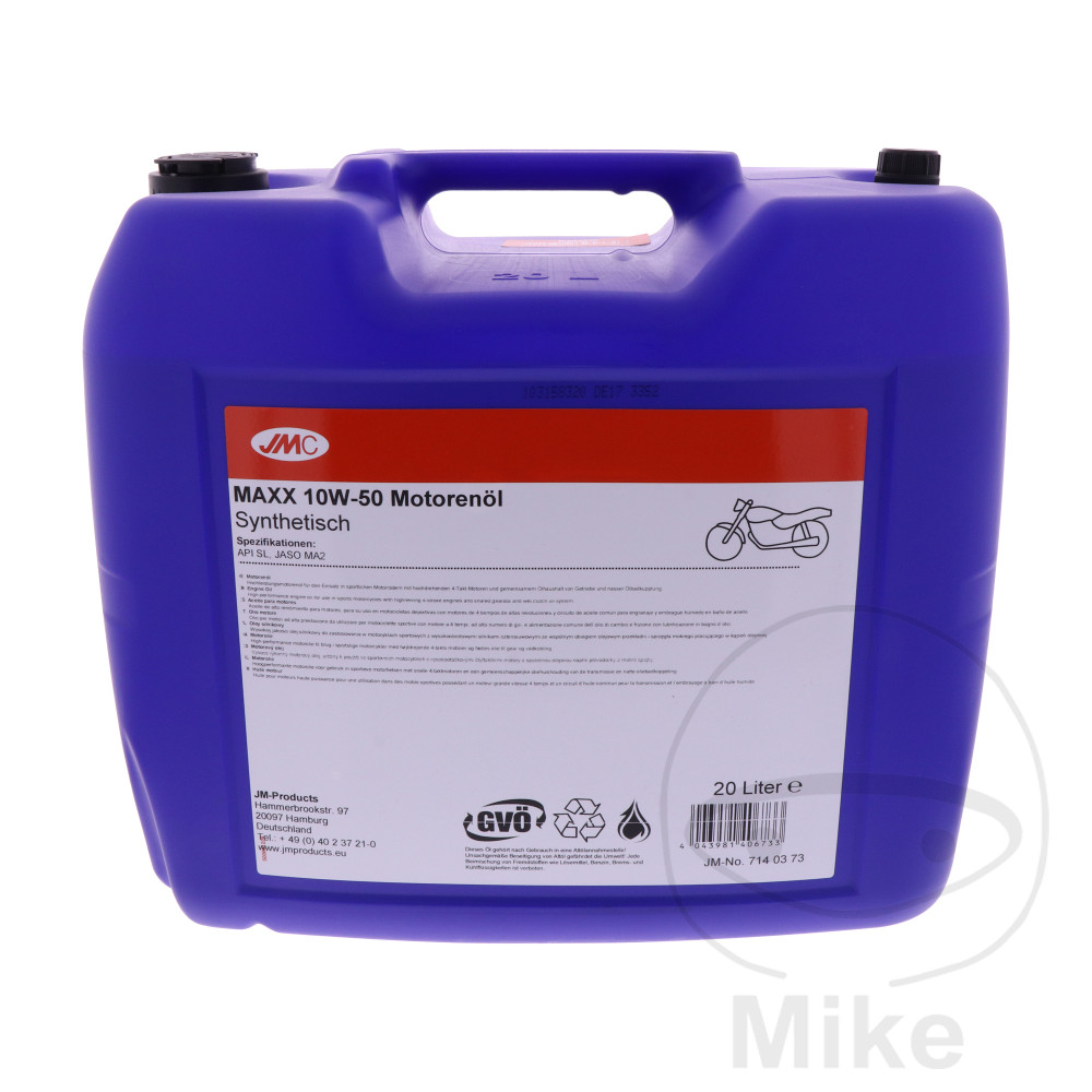 aceite de motor sintético para moto maxx 10w50 4t 20l