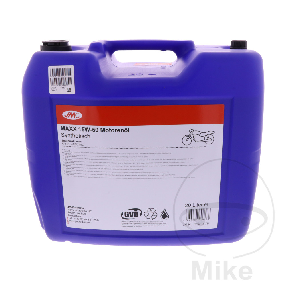 aceite de motor sintético para moto maxx 15w50 4t 20l
