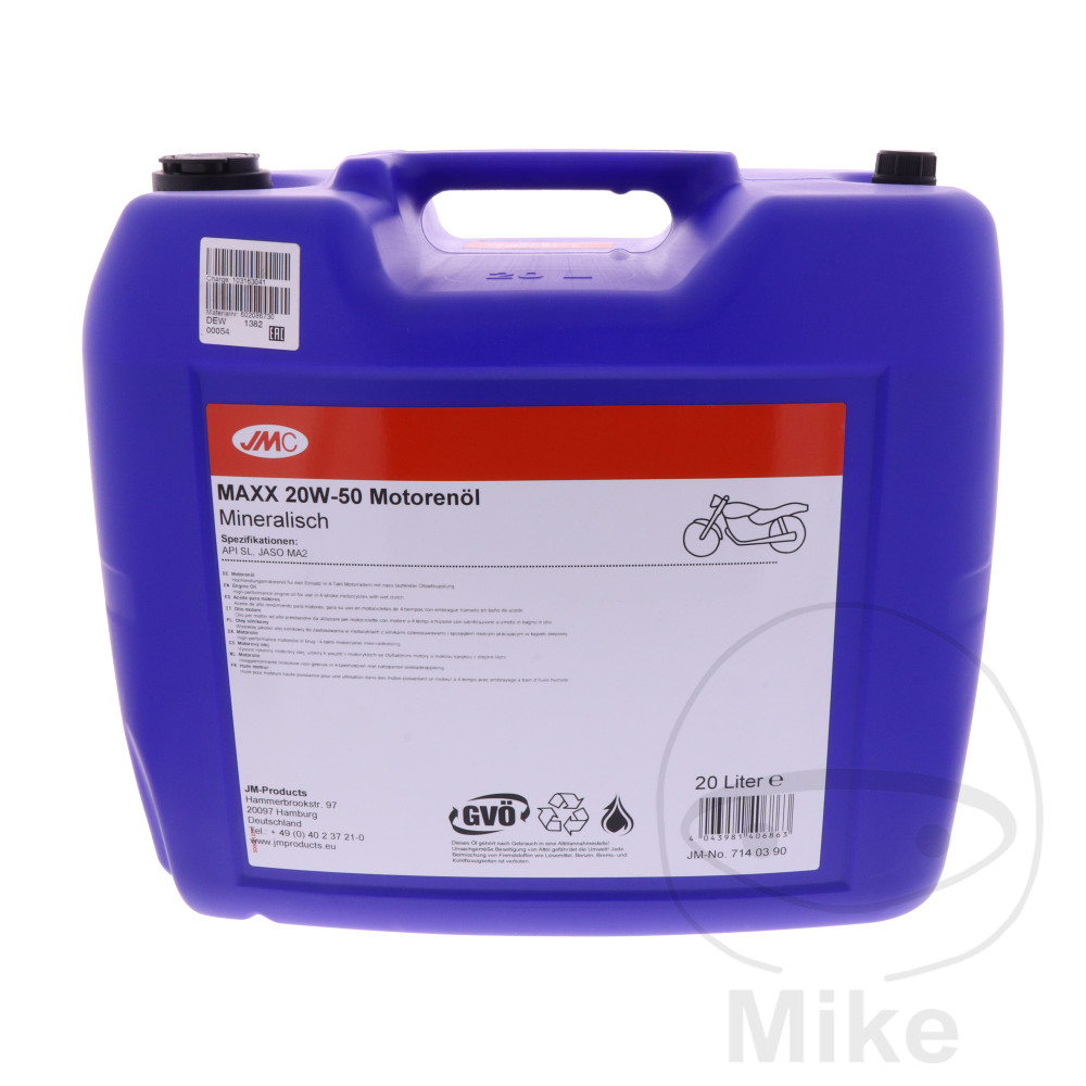 aceite de motor mineral para moto maxx 20w50 4t 20l