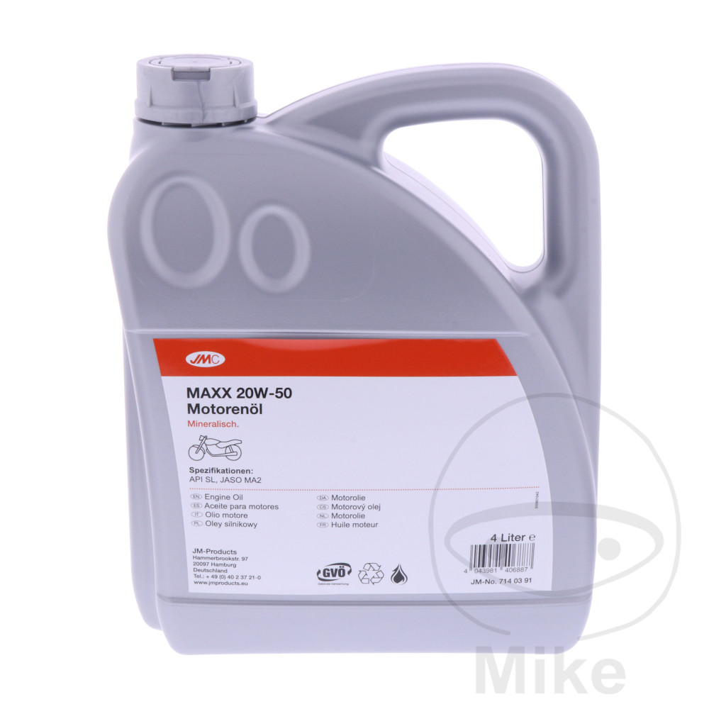 aceite de motor mineral para moto maxx 20w50 4t 4l