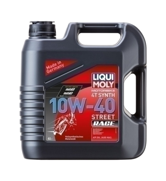 garrafa aceite de motor 100% sintético 10w-40 street race 4 l