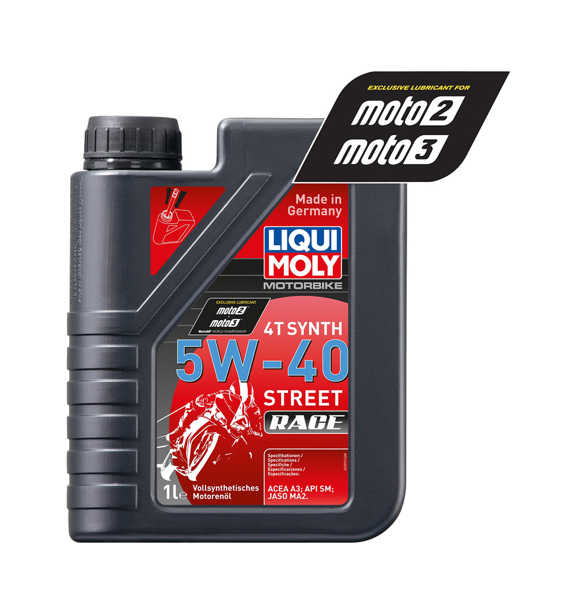 aceite lubricante para motor 1l motorbike 4t 100% sintético 5w-40 street race 2592