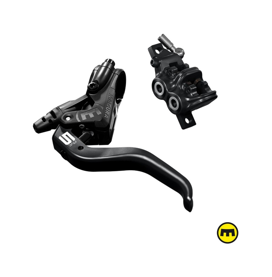 freno de disco, maneta con bomba y pinza mt5 2-finger 4 pistones 255 g postmount mtb