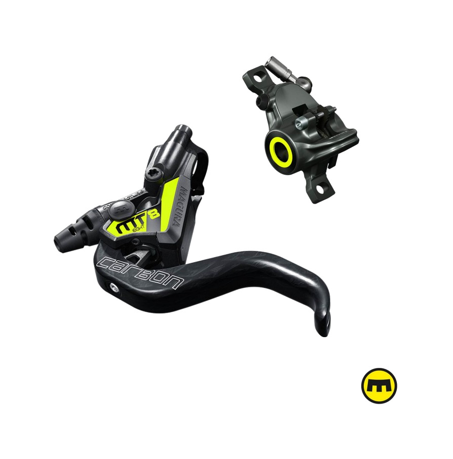 freno de disco, maneta con bomba y pinza mt8sl carbon 1-finger 2 pistones 195 g postmount mtb