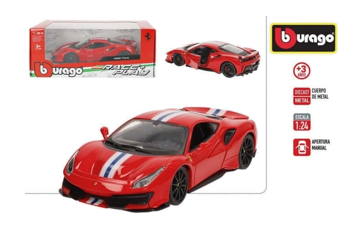 coche de metal a escala 1:24 ferrari 488-pista 78054