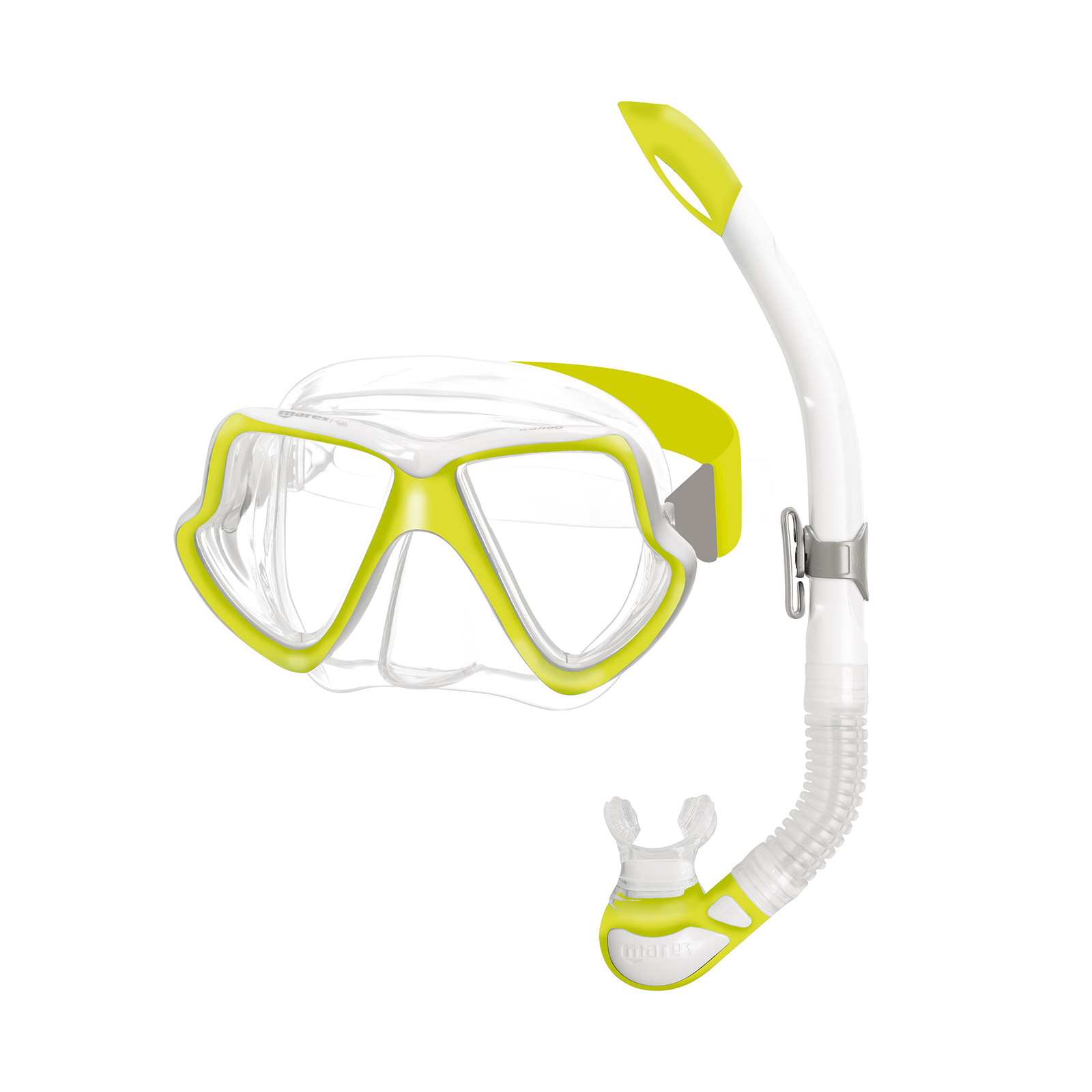 kit mascara y tubo snorkel buceo wahoo neon