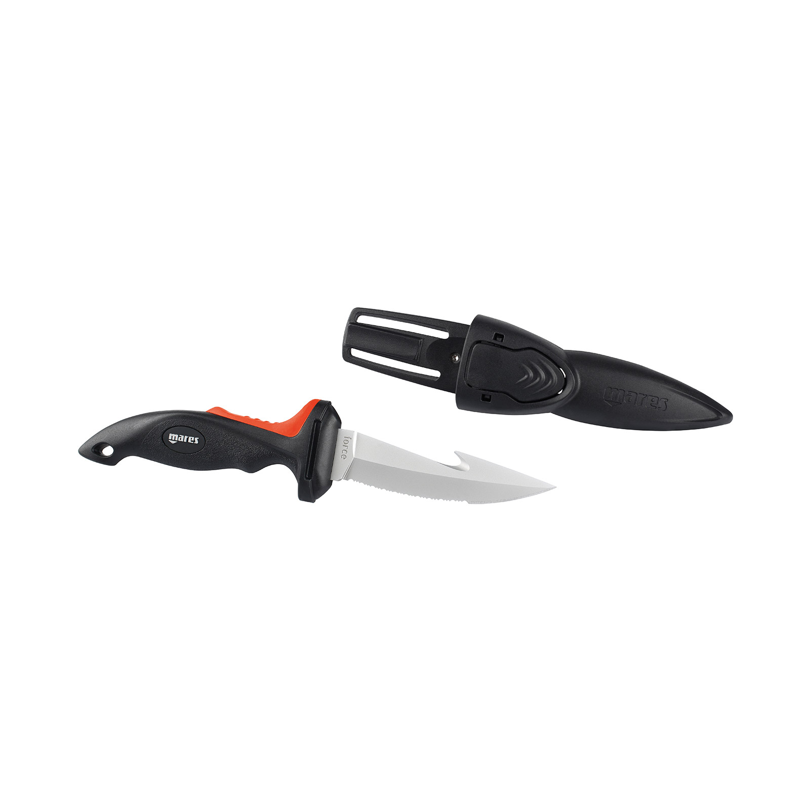 Couteau de plongée pointe plate, MC 100 noir rouge MARES
