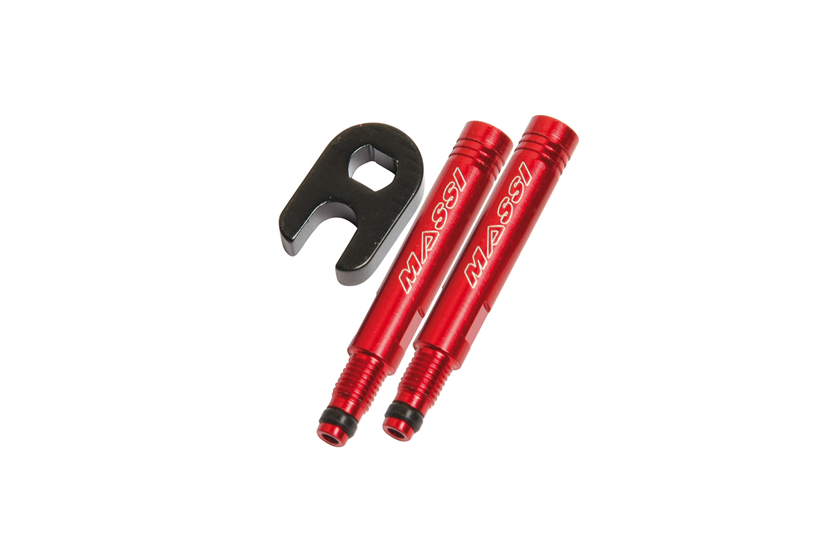 prolongador cnc de válvula massi en rojo y plata
