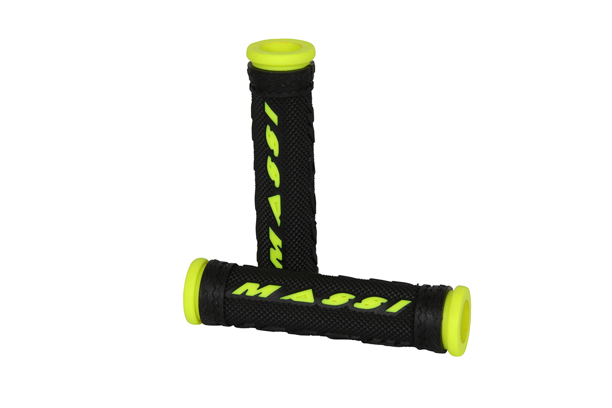 puños para bicicleta de doble densidad en negro y amarillo fluor de massi