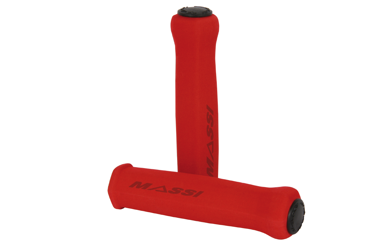 empuñaduras de espuma massi elite light para bicicletas en color rojo fluor y corcho
