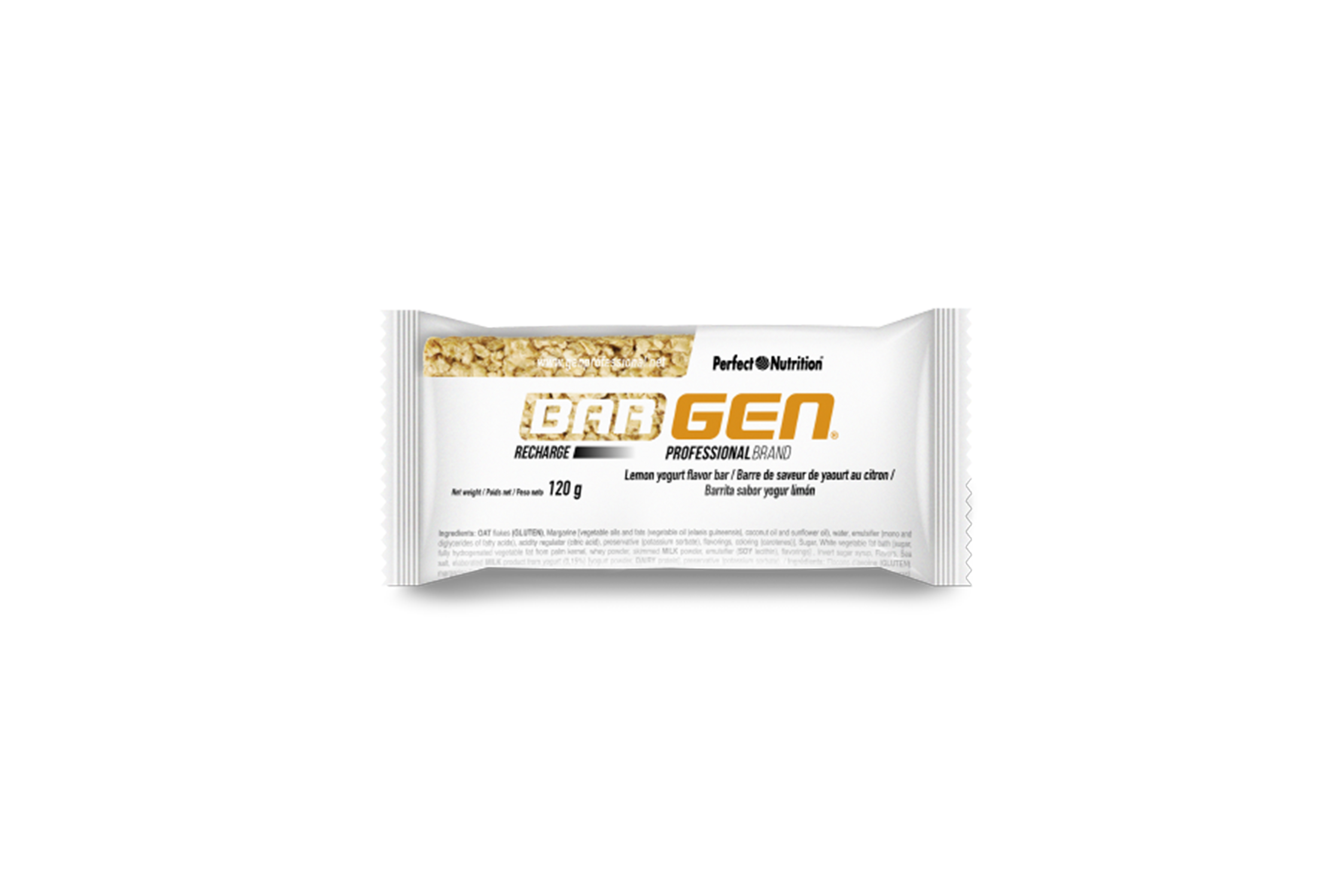 barritas energéticas bargen recharge de gen professional - sabor chocolate y yogur/limón - caja de 20 unidades de 120g