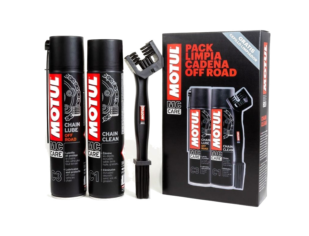 pack de limpieza y engrase para cadenas de moto off road (c1+c3)