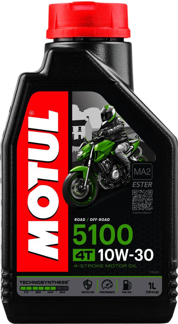 aceite lubricante para motor de moto motul 5100 10w30 4t 1l - tecnología technosynthese ®
