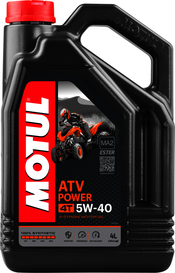 Olio lubrificante ATV POWER 4T 5W40 4 L - 100% sintetico di alta qualità di Motu - Afbeelding 1 van 1