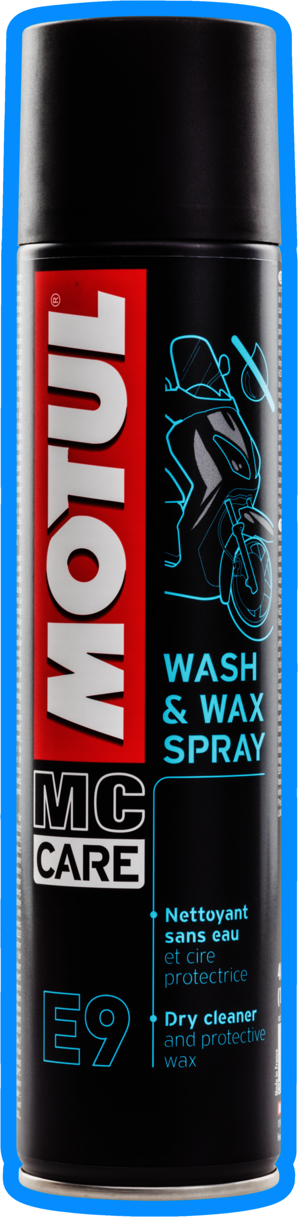 limpiador y cera en spray e9 wash & wax spray 0.4l para el cuidado completo de tu moto