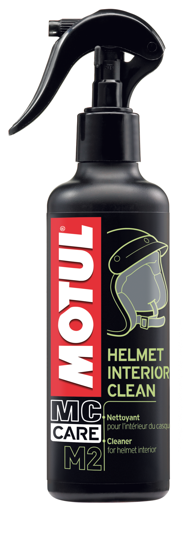 m2 helmet interior clean 0,25 l - spray limpiador y desinfectante para el interior de cascos - motul