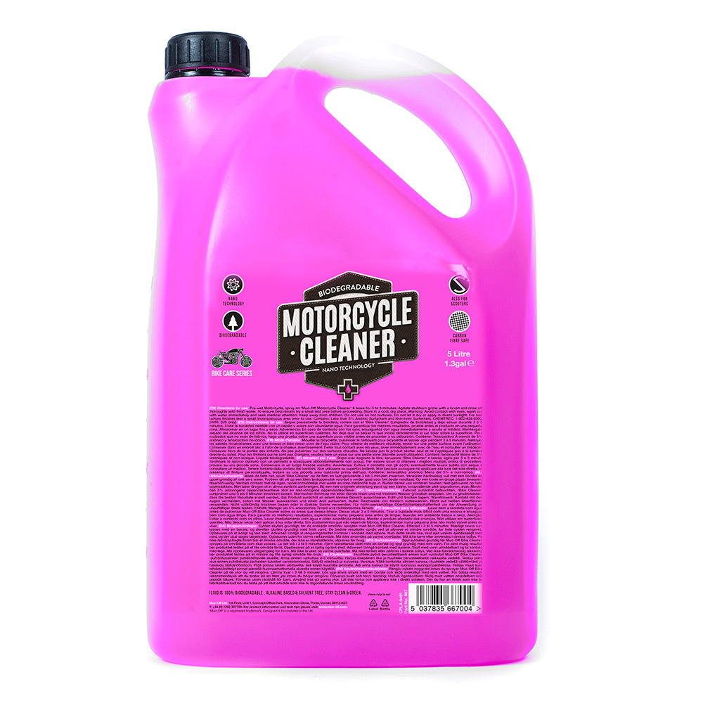 limpiador muc-off motorcycle cleaner 5l - fórmula nano tech, base alcalina y 100% biodegradable