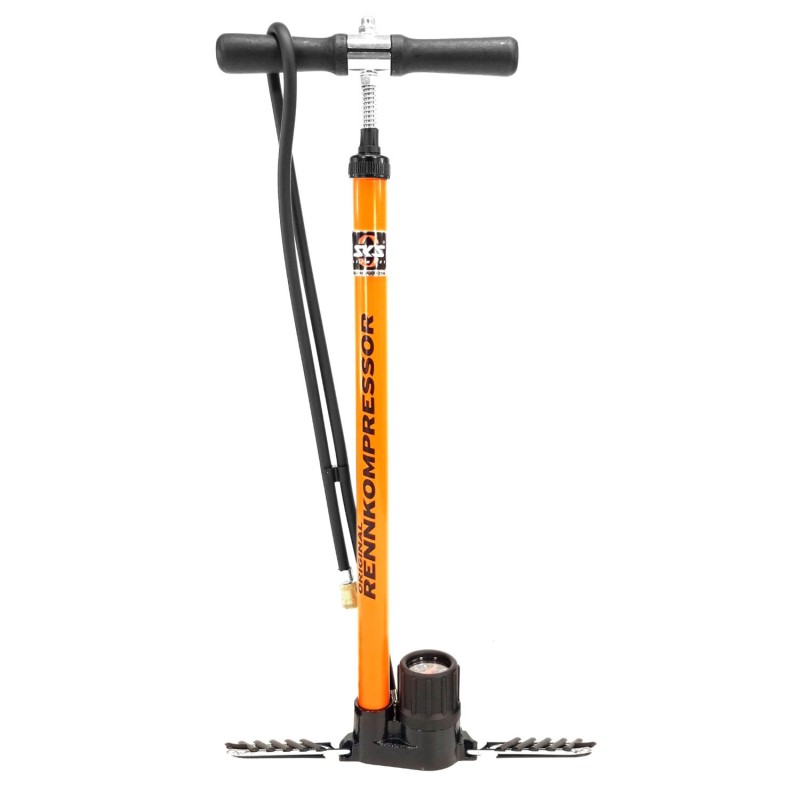 bomba inflador de pie con manómetro para bicicleta bluemels shiny