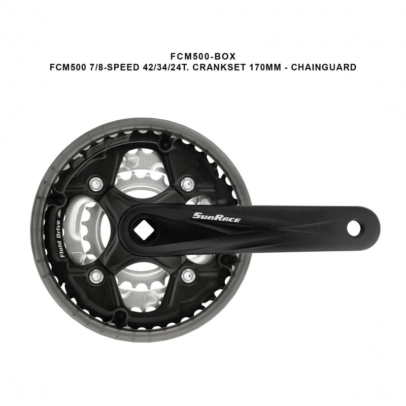 juego de bielas y platos con guardacadena fcm500 7/8v 42/34/24t 170 mm